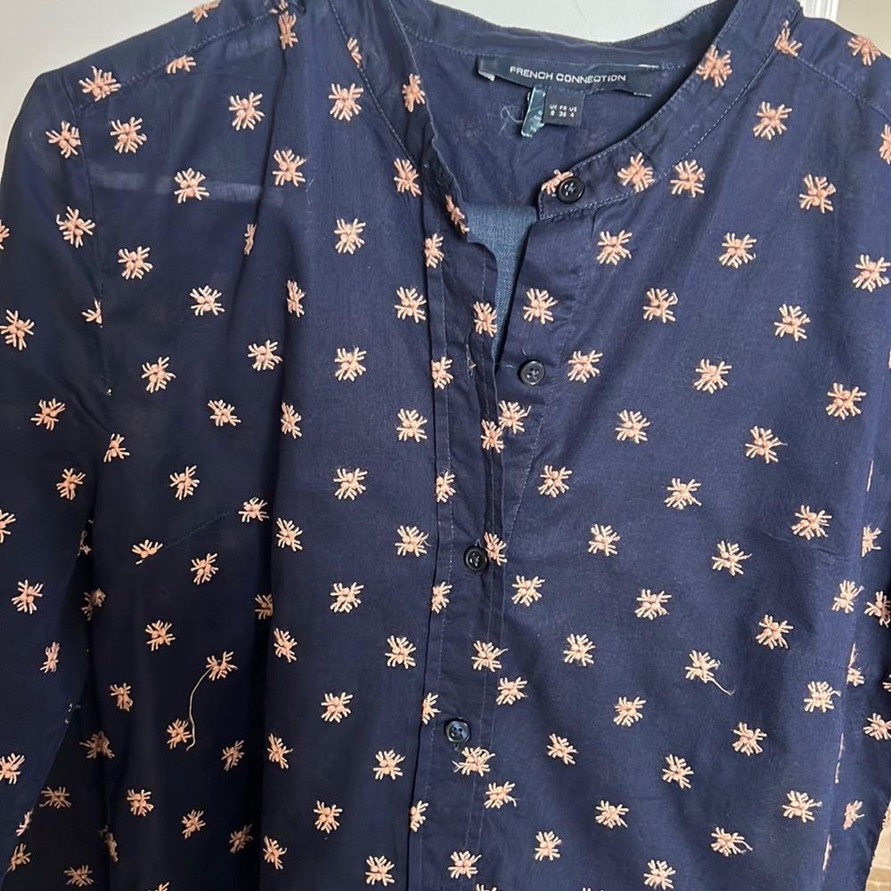 French connection Navy blue with embroidery light orange excellent condition